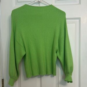 Line & Dot Vibrant Green Ribbed Crew Neck Sweater